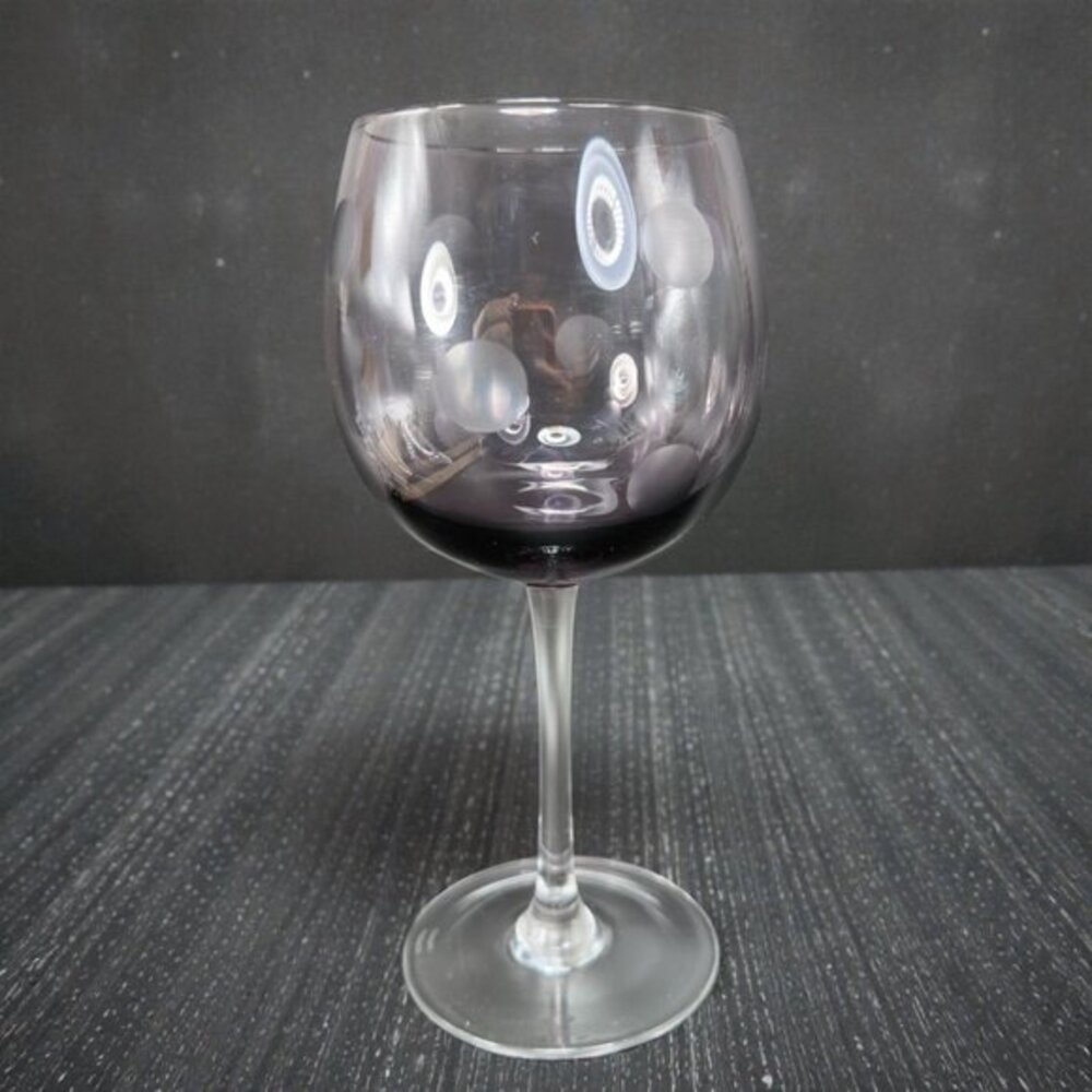 Marquis‎ by Waterford Polka Dot Balloon Goblet Single Cup Stem Etched Purple VTG